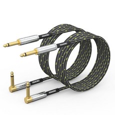 FEMORO 기타 케이블 3m(10피트) 2팩 악기 케이블 전기 22AWG 0.6cm(1/4인치) 앰프 코드 직각 앰프 앰프 스테레오 믹서 오디오 인터페이스 기타 페달용, FEMORO 기타 케이블 3m(10피트) 2팩, 악기