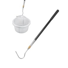 Buccilly 수영장 스키머 바스켓 후크 확장 가능한 수영장 필터 스키머 핸들 162.9cm(62.9인치) 손잡이가 있는 수영장 스키머 바스켓 수영장 필터 바구니 수영장, 1팩