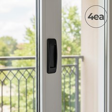 에버리즈 부착형 슬라이드그립 창문 미닫이문 손잡이 4P, 4개, 블랙(B)