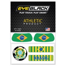 EYEBLACK 국가대표 국기 아이블랙 1쌍 + 축구 스트립 세트 (총 5 pcs) 월드컵 응원템 각종 스포츠 축구 야구 MADE IN USA, 1세트, 브라질 BRAZIL