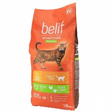 3貓2館 比利夫 Belif 雞肉&火雞肉配方 18kg 成貓飼料 提供完整均衡營養 維持活力充沛, 1袋