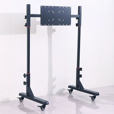레이싱 게임 모니터 거치대 운전 브라켓 받침대 스탠딩 변속기 바퀴 자동차 휠 이동식, 1개, 워리어블랙 55인치 이하 75cm, 기본 색상
