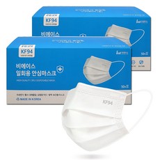 KF94 덴탈형 마스크 [중형] / 자외선차단 항균 소재, 화이트, 2개, 50매입