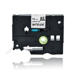 CIDY tz-231 라미네이트 tz p-터치 프린터용 블랙 온 화이트 라벨 테이프 PT-E500W 12mm, 01 12mm, 08 black on matteclear