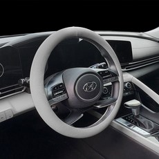 현대 포터2 가죽 핸들커버 타공 미끄럼방지 원형 커버, 웜그레이, 가죽 타공 핸들커버