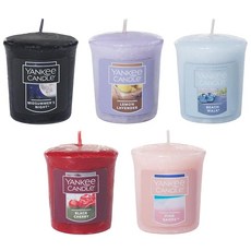 양키캔들 YANKEE CANDLE 아로마 샘플러 시험 5개 세트 미드 서머스 나이트/블랙 체리/비치 워크/레몬 라벤더/핑크 샌드 각 1개 연소 시간 약 15시간 아로마 향수 램프, 1g, 상세페이지 참조