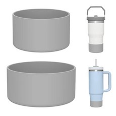 Stanley 손잡이가 달린 887.2ml 30온스 텀블러용 실리콘 부츠 2개 Quencher 1.2L 40온스 IceFlow 591ml 20온스 용 컵 액세서리 소음 방지 물, 그레이-2개