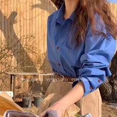 여성 봄 가을 블루 셔츠 그린 연노랑 데일리 셔츠