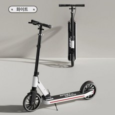 성인 킥보드 수동 접이식 클래식 퀵보드 두발브레이크 충격흡수, 패션 화이트 12-18세 사용 가능 이중, 1개