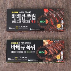 [케이쿡] 바베큐폭립 400g x 1팩 + 매콤폭립 400g x 1팩, 상세 설명 참조, 2개