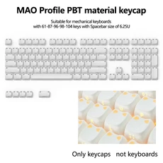 고양이 MAO 프로필 PBT 백라이트 키캡 6.25U 스페이스바 측면 인쇄 DIY 키보드 다양한 메카니카와 호환, 01 하얀색