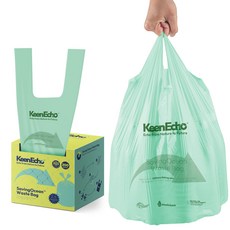 KeenEcho 초록빛 미니 손잡이 쓰레기봉투 무향 HDPE 누수방지 찢어짐방지 주방 침실 욕실 화장실 사무실용, 200개, 10L