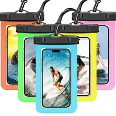 5팩 방수 폰 파우치 IPX8 범용 방수 케이스 드라이 백 폰 프로텍터 아이폰 15 14 13 12 11 프로 맥스 플러스 XS XR X 8 갤럭시 S23 S22 S21 S20, 멀티컬러 5