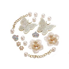 Generic 신발 참 장식 블링 골드 나비 진주 꽃 신발 참 13피스 신발 참 액세서리 플라스틱 크리스탈