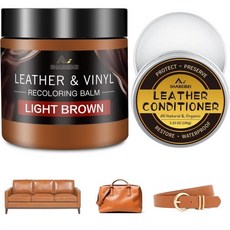 가죽 재색칠 밤 100ml 밍크 오일 연한 갈색 수리 키트 및 긁힘 제거제 가구 자동차 시트 소파 염색 복원제 소파용 비닐 PU 인조, leather recoloring balm + Mink, Light Brown