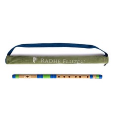 Radhe Flutes | C Sharp 오른손잡이 중간 반수리 탄푸라 A=440Hz 튜닝 PVC 플루트 + 벨벳 커버 힌디어 및 영어 레슨 PERENT (블루 & 그린) 22, Radhe Flutes | C Sharp 오른손잡이 중
