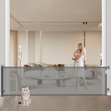 요정 베이비 게이트 롤 최대 설치 폭 350cm (11.5피트) 3.5m 높이 88cm (34.6인치) 초장기 계단 탑 와이드 리트랙터블 계단식 배리어 프리, グレー(最大取付幅350cm)