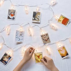 LED집게가랜드 10구 1.5M 투명웜 생일가렌드 벽사진꾸미기, 1개, 상세페이지 참조