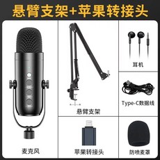 ZealSound k66 ASMR 콘덴서마이크 실버 USB 방송용 스트리밍, K66 블랙 캔틸레버홀더 이음매 부착