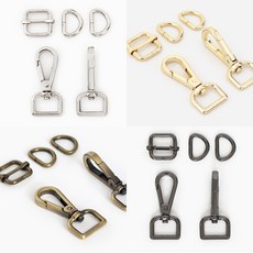소잉데일리] 가방 부자재 3종 세트 D링 연결고리 길이조절고리 구성 15 20 25 30 32 38mm 디링, 01. 가방연결고리세트 15mm, 4) 메탈그레이 86080, 1개