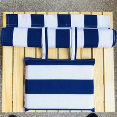 캠핑의자 캔버스 접이식 야외 원목 해변 낚시 체어, A. 파란 흰색 줄무늬