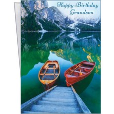 Chuck's Card-O-Rama - 손자를 위한 생일 카드 - 미국에서 제작 - 대형 카드는 25.4cm x 19.7cm(10x2.54cm x 7.75x2.54cm)까지 열, Chuck's Card-O-Rama - 손자를 위한 생