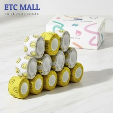 이티씨몰 자가점착 밴드 2.5cm 압박붕대 패턴 2종 모음 스마일 옐로우 화이트 10+2, 1개