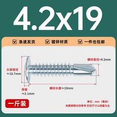 410碳鋼鍍鋅十字大扁頭帶墊自攻鑽尾螺釘, 1個