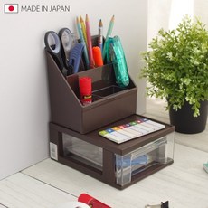 DESK LABO 日本製桌面收納組合C 分隔抽屜式文具筆筒 白色, 1個