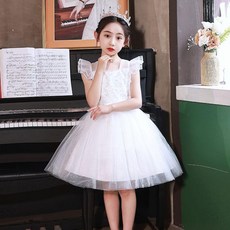 六一兒童合唱表演服裝小學生主持人幼兒園舞蹈蓬蓬裙演出服 副廠商品, 1個, 白色裙子,120
