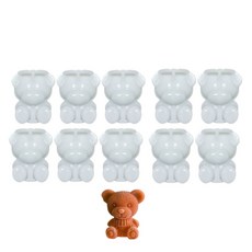 熊製所 大號立體小熊冰塊模具, 白色, 10個