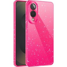 CUZMIGO 삼성 갤럭시 S25 엣지용 글리터 케이스 귀엽고 반짝이는 밝은 색상의 폰 케이스 여성용 여아용 반짝이는 슬림 핏 소프트 TPU 커버 카메라 보호 핫핑크, 핫 핑크, 1개
