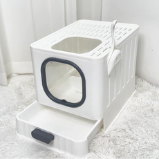 BingoPaw 고양이 화장실 대용량 뚱냥이 배변실 서랍식 디자인 모래삽 세트 35.8x48.3x38.8cm, 1개