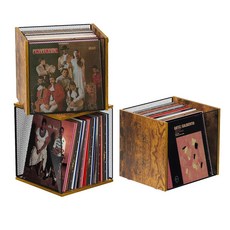 Honkazita 큐브 레코드 홀더 비닐 레코드 보관 가구 1개 - DIY 쌓을 수 있는 40-55 레코드 시각화 레코드 앨범 보관 상자 큐브 나무 비닐 레코드 상자 비닐 레코
