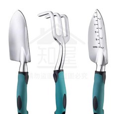 全店折扣 園藝耙鏟套裝：挖土鐵鏟、家用盆栽鋤頭、農用種花鐵鍬，園藝趕海多用途, 1個, 加厚實心鎂鋁合金-大圓鏟,手柄顏色隨機發貨