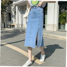 [한정수량] 앞트임 여자청치마 롱 데님스커트 데님스커트 데님롱스커트 hh-a70 앞트임롱치