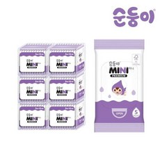 순둥이 미니 프리미엄 아기물티슈 휴대형 유아물티슈, 65g, 5개입, 60개