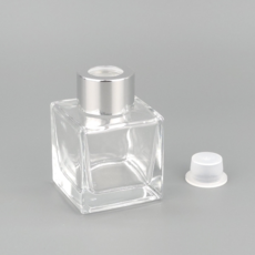 50ml 사각 투명 디퓨저 용기 캡+속마개포함, 1개, 실버캡