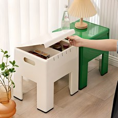 Zuge 철제 수납 스툴 화장대 의자 사이드 테이블, 1개, 크림화이트