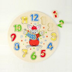 두돌 아기 시계 숫자 손잡이 꼭지퍼즐 교구 유아용 3살 집중력 아이큐 4살 30개월 4세, 1개