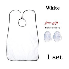 면도 턱받이 벨크로 잠금 수염 랩 청소용 앞치마 흡착판 천, 1개, 2. white