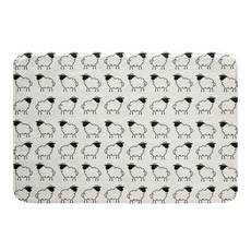 Erosebridal 귀여운 양 욕실 러그 40.6x60.9cm(16x24인치) 농가 동물 프린트 극세사 소형 매트 모던하고 심플한 어린이 청소년 섀기 러그 욕실용 블랙, 화이트