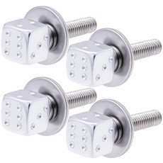 MEAJOO 레드 주사위 번호판 프레임 나사 4개 - 자동차 밴 픽업 트럭 오토바이용 범용 패스너 키트 쉬운 설치 스테인리스 스틸 볼트 알루미늄 합금 장식 캡 포함, 주사위 - 실버