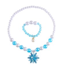 兒童飾品套裝 冰雪奇緣風格項鍊髮飾組, 2件套冰雪藍【透明袋裝】, 1個