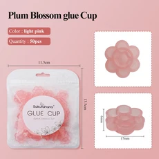 50/100개 실리콘 일회용 글루 링 컵 다이아몬드 모양 속눈썹 연장 용품 컬러 홀더, 07 Plum blossom3(50pcs)