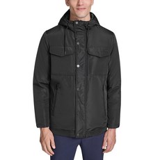 Kenneth Cole 남성용 셀프 후드 4포켓 재킷 블랙