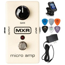 MXR M133 마이크로 앰프 26dB 게인 부스트 이펙트 페달 Tonebird 번들 포함 트루 튠 크로매틱 튜너 던롭 버라이어티 피크 및 Tonebird 1500mA 9, MXR M133 마이크로 앰프 26dB 게인 부스트 이