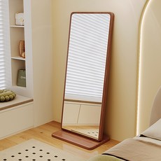 實木全身落地鏡 可調節木質邊框穿衣鏡 家用臥室連身鏡 化妝鏡, 胡桃色,150*50*30cm