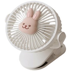 韓國ins嬰兒推車風扇 可愛兔子造型USB充電靜音外出便攜式寶寶嬰兒車風扇, White