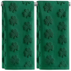 성 패트릭의 날 핸드 타월 3팩 그린 화이트 클로버 토끼풀 100% 면 장식 욕실 타월 세트 건조 청소 요리 일상용 34.5 x 74.1cm(13.7 x 29.5인치, Shamrock 4
